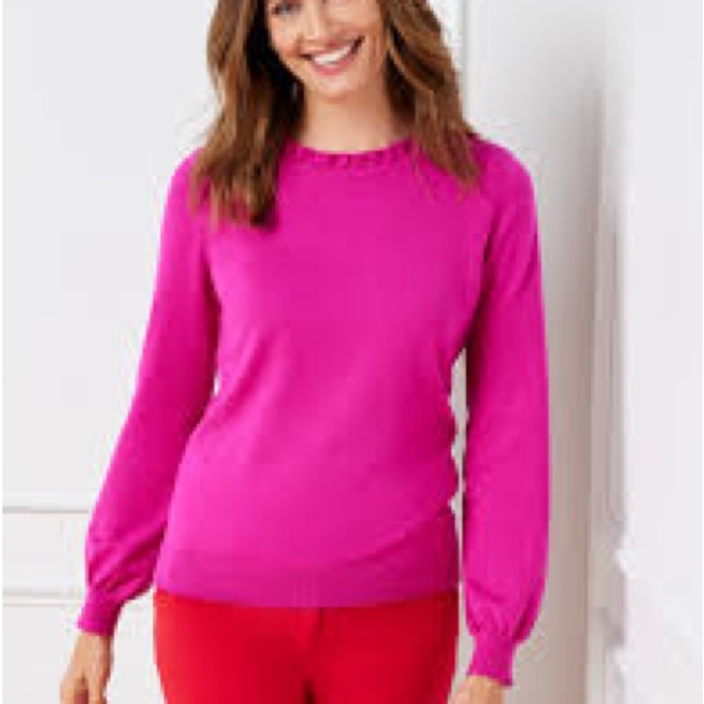 Talbots Women's Bright Fuchsia Crewneck Sweater